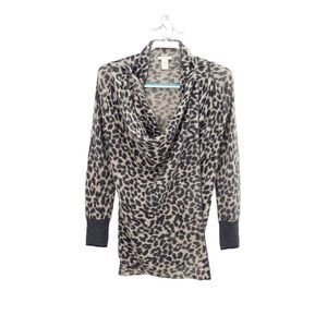 WHITE + Warren 100% Cashmere Cheetah Leopard Print Cardigan
